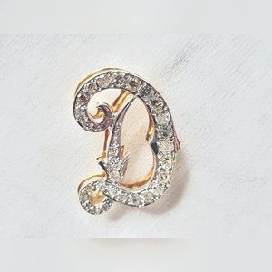 14k Solid Gold Natural Diamond D Pendant !!!